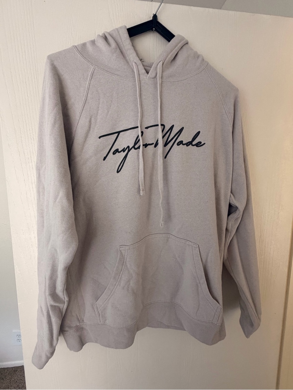 TaylorMade Men's Hoodie in Light Taupe with Black Script Logo